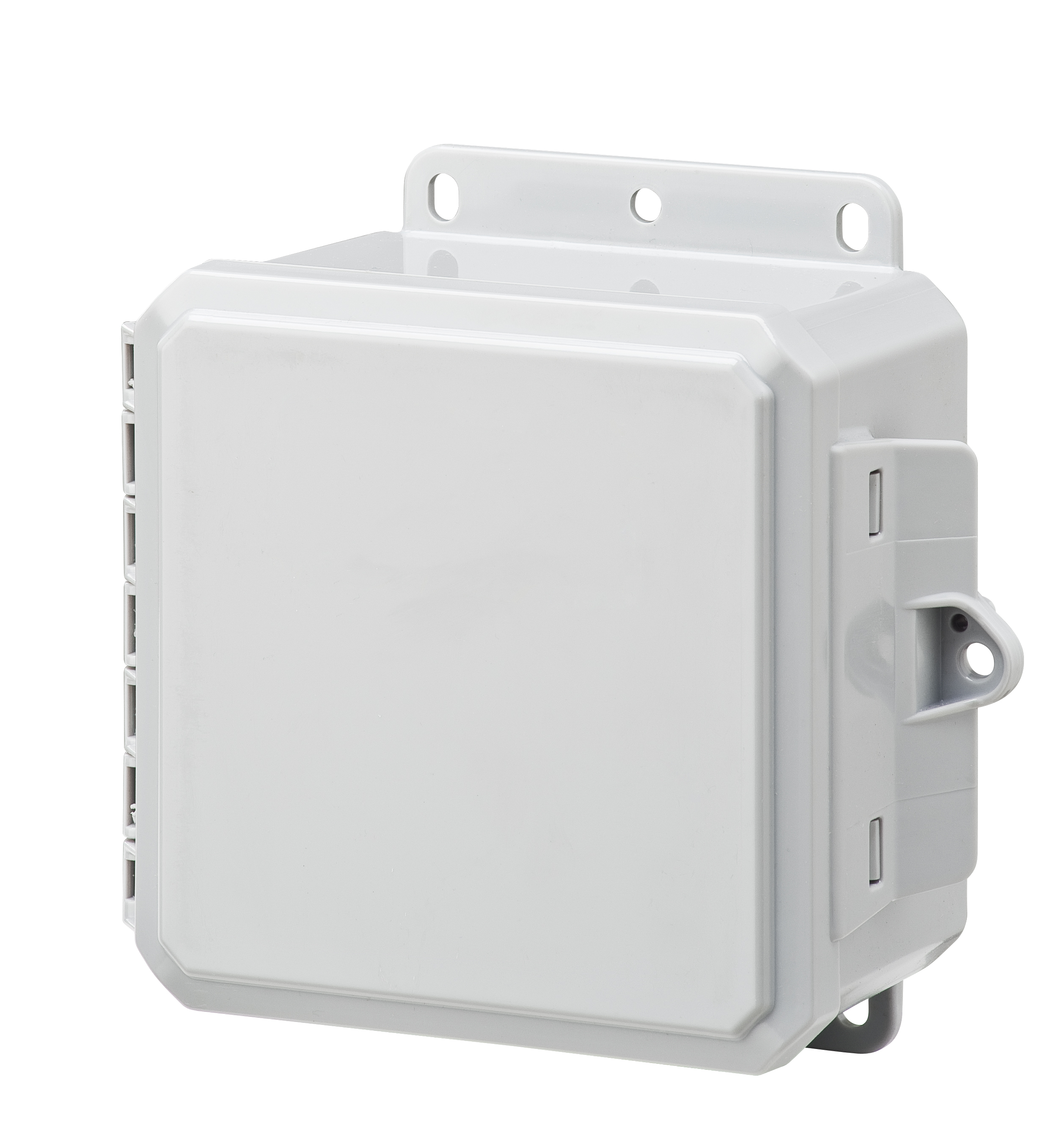 Integra Wallmount Enclosure; 6" x 6" x 3"; Polycarbonate; Solid Cover; Hinge - Low Profile Connection; NEMA 6P